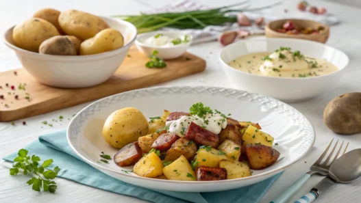 Abendessen mit Kartoffeln