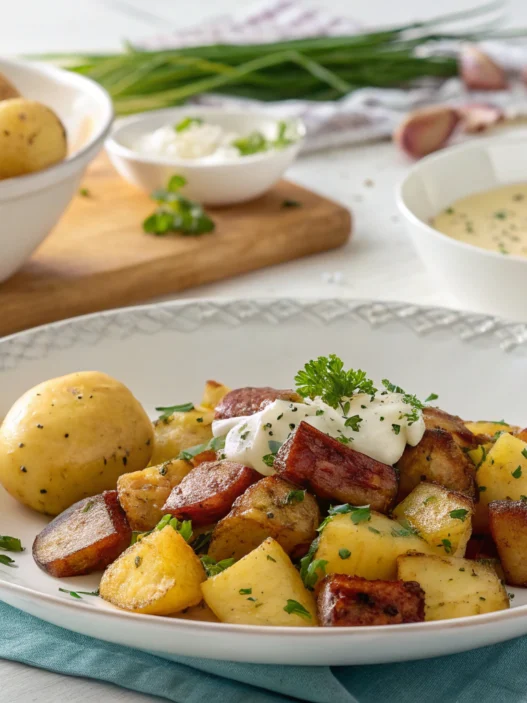 Abendessen mit Kartoffeln