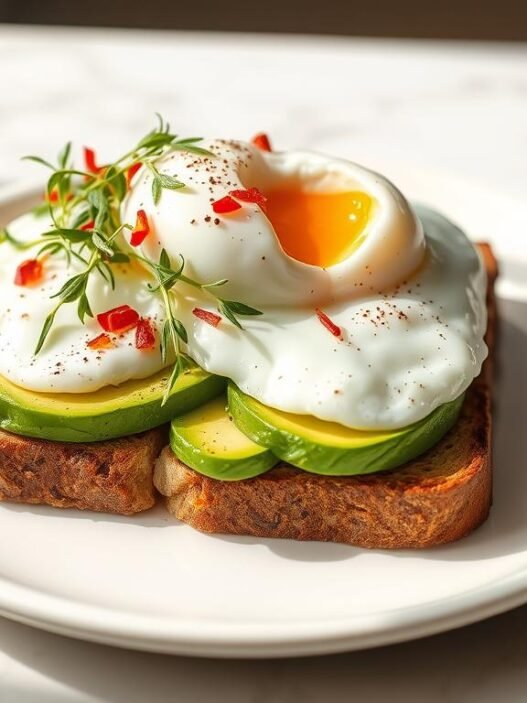 Nahaufnahme von Kendalls Avocado-Toast mit pochiertem Ei als Teil ihres Supermodels Frühstück