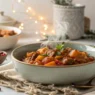 Warmes Abendessen im Winter